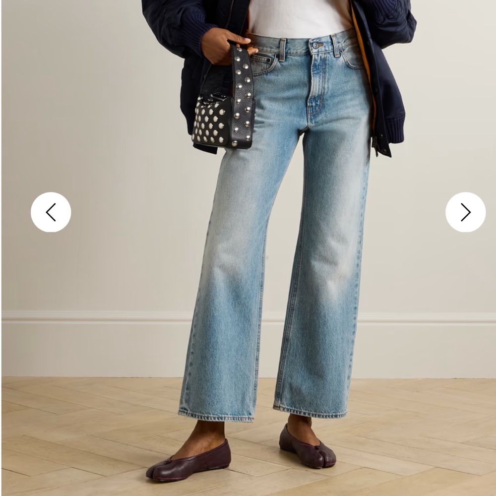 Blue Straight Leg Jeans with Faded Wash